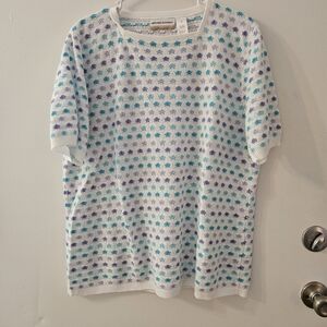 Alfred Dunner Vintage Womens Knit Top - Blue and Purple